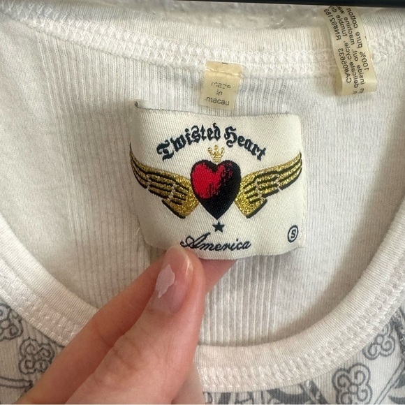 VTG Twisted Hearts Womens Small Y2K Beaded Boho Gothic Tank Top Preppy Geometric - Picture 3 of 9